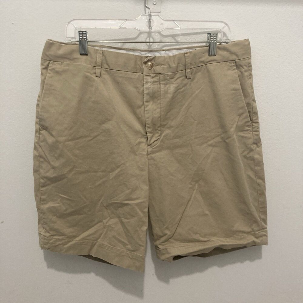 POLO RALPH LAUREN tan flat front zip fly 5 pockets classic fit chino shorts 36